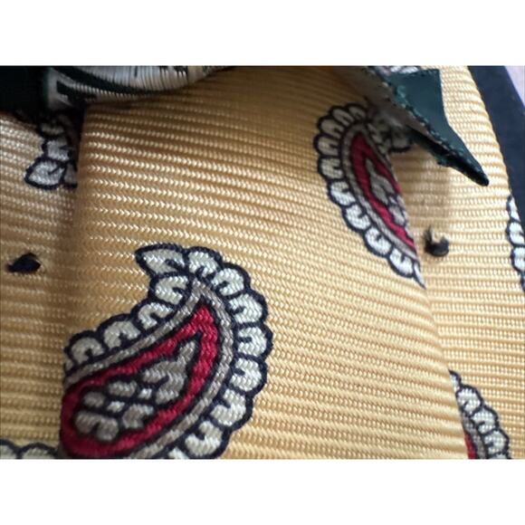Polo By Ralph Lauren Tie Yellow Paisley Designer Tie Career Office VTG Job - Picture 5 of 5